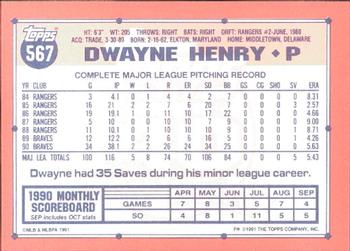 1991 Topps - Collector's Edition (Tiffany) #567 Dwayne Henry Back