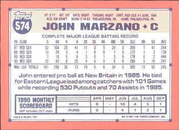 1991 Topps - Collector's Edition (Tiffany) #574 John Marzano Back