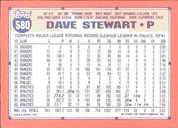 1991 Topps - Collector's Edition (Tiffany) #580 Dave Stewart Back