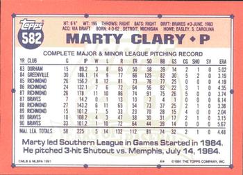 1991 Topps - Collector's Edition (Tiffany) #582 Marty Clary Back