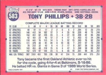 1991 Topps - Collector's Edition (Tiffany) #583 Tony Phillips Back