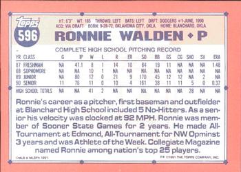 1991 Topps - Collector's Edition (Tiffany) #596 Ronnie Walden Back