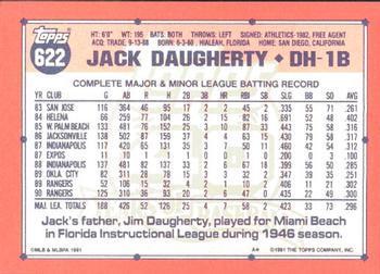 1991 Topps - Collector's Edition (Tiffany) #622 Jack Daugherty Back