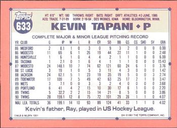 1991 Topps - Collector's Edition (Tiffany) #633 Kevin Tapani Back