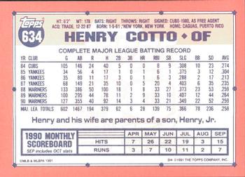 1991 Topps - Collector's Edition (Tiffany) #634 Henry Cotto Back