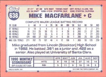 1991 Topps - Collector's Edition (Tiffany) #638 Mike Macfarlane Back