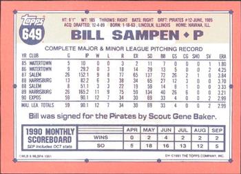 1991 Topps - Collector's Edition (Tiffany) #649 Bill Sampen Back