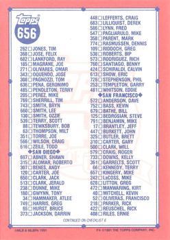 1991 Topps - Collector's Edition (Tiffany) #656 Checklist 5 of 6 Back