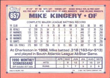 1991 Topps - Collector's Edition (Tiffany) #657 Mike Kingery Back