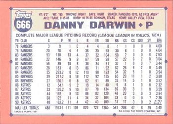 1991 Topps - Collector's Edition (Tiffany) #666 Danny Darwin Back