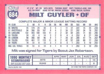 1991 Topps - Collector's Edition (Tiffany) #684 Milt Cuyler Back