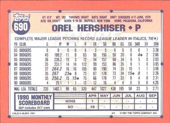 1991 Topps - Collector's Edition (Tiffany) #690 Orel Hershiser Back