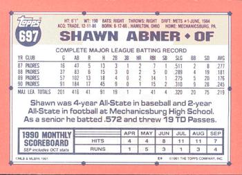 1991 Topps - Collector's Edition (Tiffany) #697 Shawn Abner Back