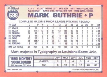 1991 Topps - Collector's Edition (Tiffany) #698 Mark Guthrie Back