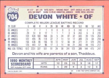 1991 Topps - Collector's Edition (Tiffany) #704 Devon White Back