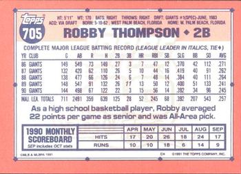 1991 Topps - Collector's Edition (Tiffany) #705 Robby Thompson Back