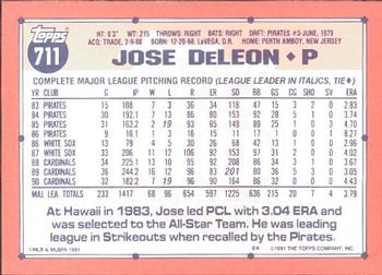 1991 Topps - Collector's Edition (Tiffany) #711 Jose DeLeon Back