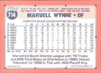 1991 Topps - Collector's Edition (Tiffany) #714 Marvell Wynne Back