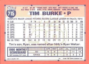 1991 Topps - Collector's Edition (Tiffany) #715 Tim Burke Back