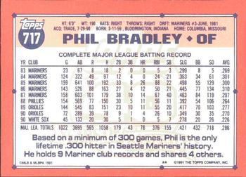 1991 Topps - Collector's Edition (Tiffany) #717 Phil Bradley Back
