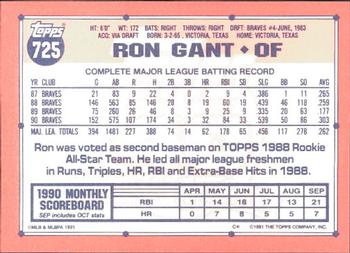 1991 Topps - Collector's Edition (Tiffany) #725 Ron Gant Back