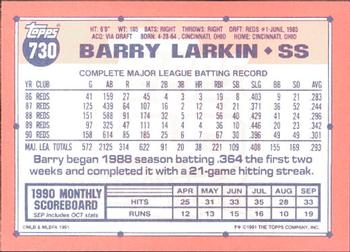 1991 Topps - Collector's Edition (Tiffany) #730 Barry Larkin Back