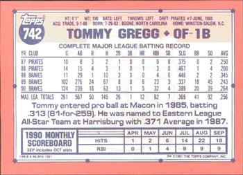 1991 Topps - Collector's Edition (Tiffany) #742 Tommy Gregg Back