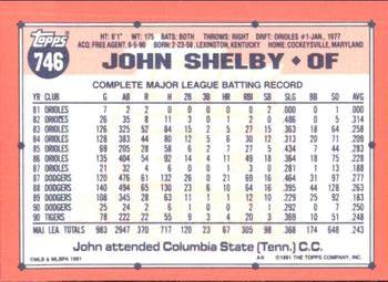 1991 Topps - Collector's Edition (Tiffany) #746 John Shelby Back