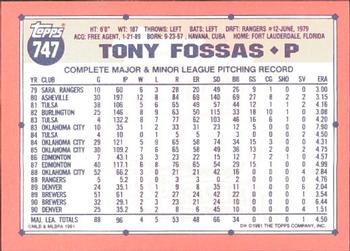 1991 Topps - Collector's Edition (Tiffany) #747 Tony Fossas Back