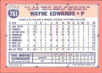 1991 Topps - Collector's Edition (Tiffany) #751 Wayne Edwards Back