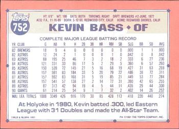1991 Topps - Collector's Edition (Tiffany) #752 Kevin Bass Back