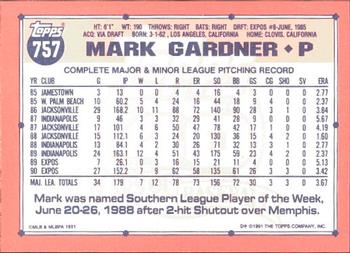 1991 Topps - Collector's Edition (Tiffany) #757 Mark Gardner Back
