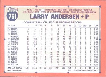 1991 Topps - Collector's Edition (Tiffany) #761 Larry Andersen Back