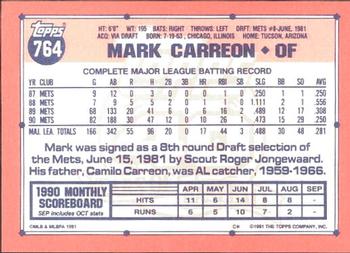 1991 Topps - Collector's Edition (Tiffany) #764 Mark Carreon Back