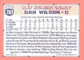 1991 Topps - Collector's Edition (Tiffany) #767 Dan Wilson Back