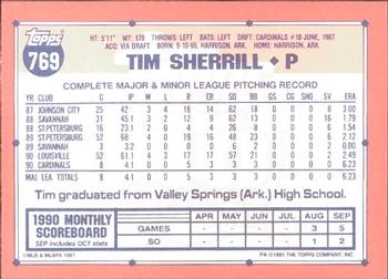 1991 Topps - Collector's Edition (Tiffany) #769 Tim Sherrill Back