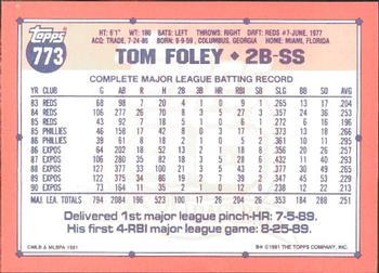 1991 Topps - Collector's Edition (Tiffany) #773 Tom Foley Back