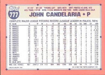 1991 Topps - Collector's Edition (Tiffany) #777 John Candelaria Back