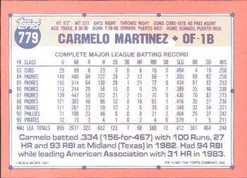 1991 Topps - Collector's Edition (Tiffany) #779 Carmelo Martinez Back