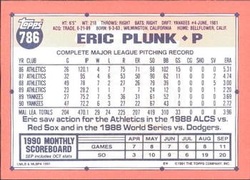 1991 Topps - Collector's Edition (Tiffany) #786 Eric Plunk Back