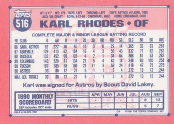 1991 Topps - Collector's Edition (Tiffany) #516 Karl Rhodes Back