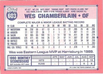 1991 Topps - Collector's Edition (Tiffany) #603 Wes Chamberlain Back