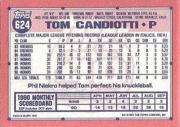 1991 Topps - Collector's Edition (Tiffany) #624 Tom Candiotti Back
