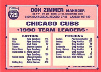 1991 Topps - Collector's Edition (Tiffany) #729 Don Zimmer Back
