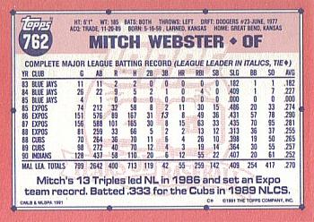 1991 Topps - Collector's Edition (Tiffany) #762 Mitch Webster Back