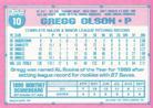 1991 Topps Micro #10 Gregg Olson Back