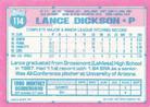 1991 Topps Micro #114 Lance Dickson Back