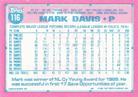 1991 Topps Micro #116 Mark Davis Back