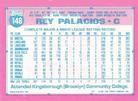 1991 Topps Micro #148 Rey Palacios Back