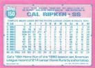 1991 Topps Micro #150 Cal Ripken Back